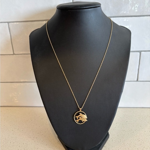 princess pride creations Jewelry - 14K Yellow GF Princess Pride Creations PPC Swimming Dolphin Pendant Necklace Y2K
